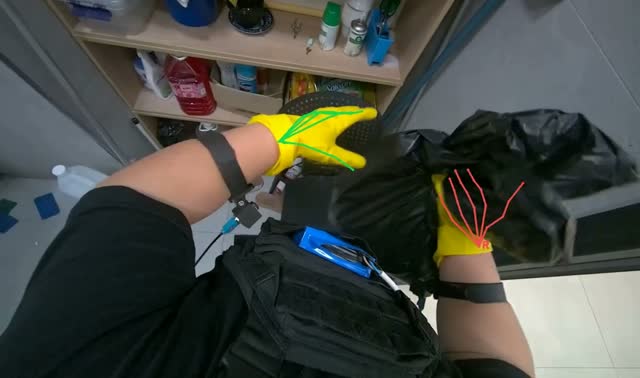 Replacing trash bag in bin: egocentric robotics sample