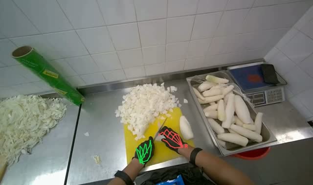 Chopping white vegetables: egocentric robotics sample