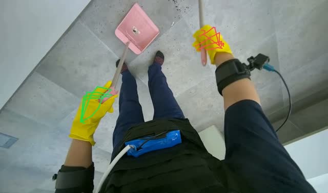 Sweeping floor with broom and dustpan: egocentric robotics sample