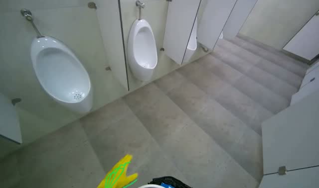 Cleaning multiple toilet bowls: egocentric robotics sample