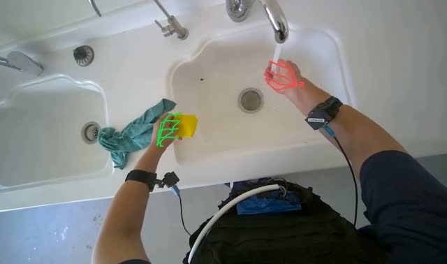 Rinsing kitchen sink and sponge: egocentric robotics sample