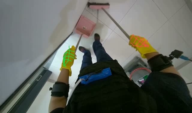 Sweeping floor with broom and dustpan: egocentric robotics sample