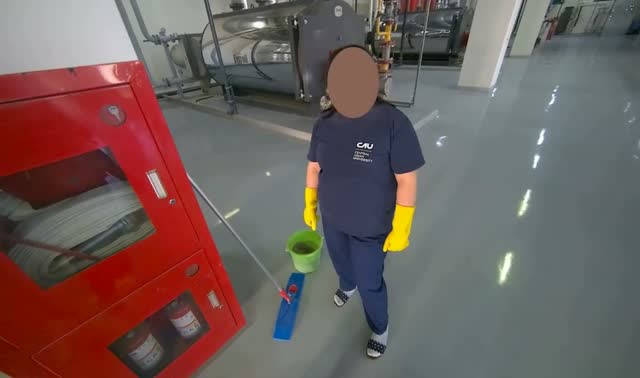 Preparing mop for cleaning: egocentric robotics sample