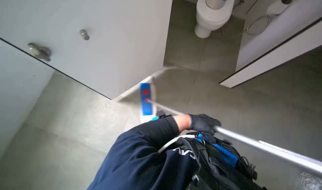 Mopping restroom floor: egocentric robotics sample