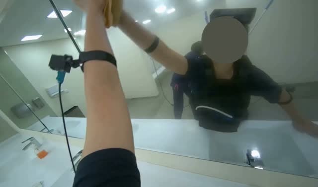 Wiping sink counters and mirrors: egocentric robotics sample