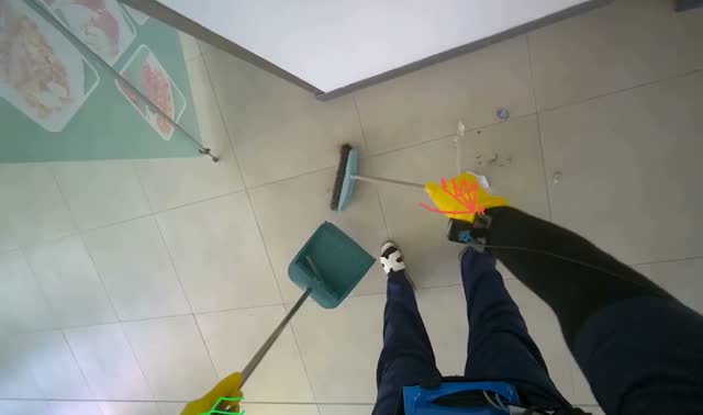 Sweeping cafe floor: egocentric robotics sample