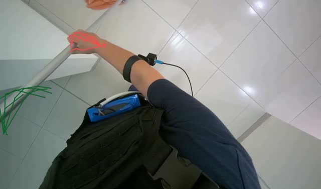 Mopping floor with string mop: egocentric robotics sample