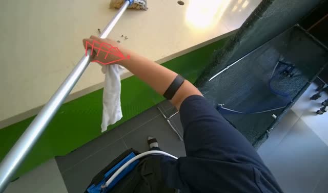 Cleaning counter surfaces: egocentric robotics sample