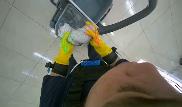 Preparing mop for cleaning: egocentric robotics sample