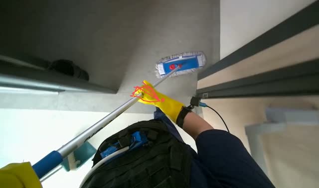 Cleaning floor with mop: egocentric robotics sample