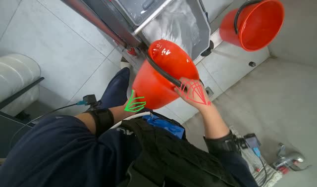 Preparing and positioning mop bucket: egocentric robotics sample
