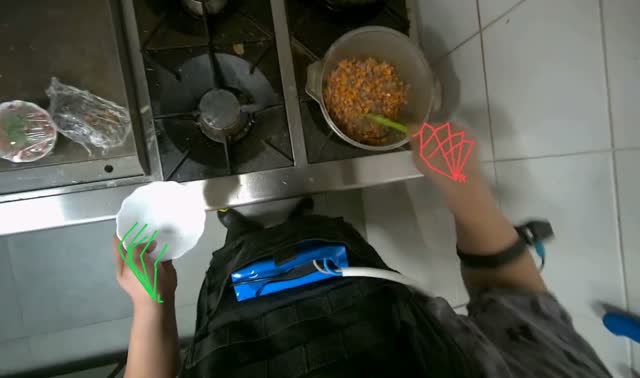Stirring ingredients in a pot: egocentric robotics sample