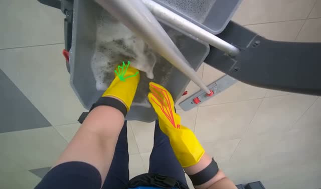 Managing cleaning equipment and items: egocentric robotics sample