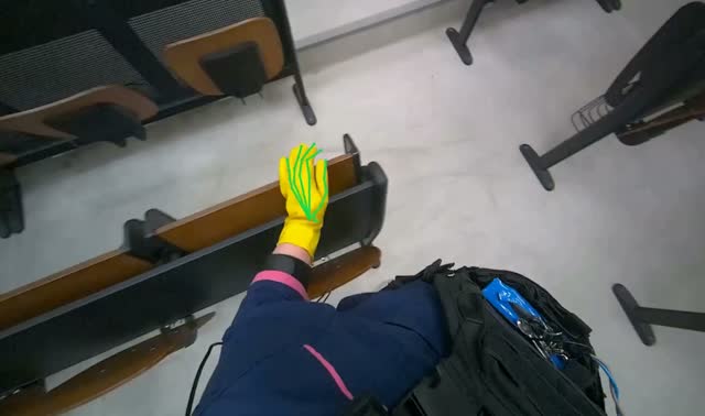 Folding Lecture Hall Desks: egocentric robotics sample