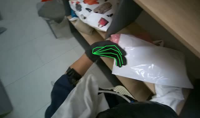 Folding laundry and placing on shelf: egocentric robotics sample