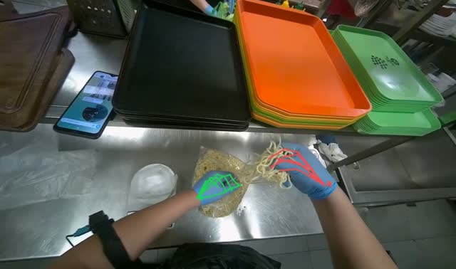 Weighing and portioning macaroni into bags: egocentric robotics sample