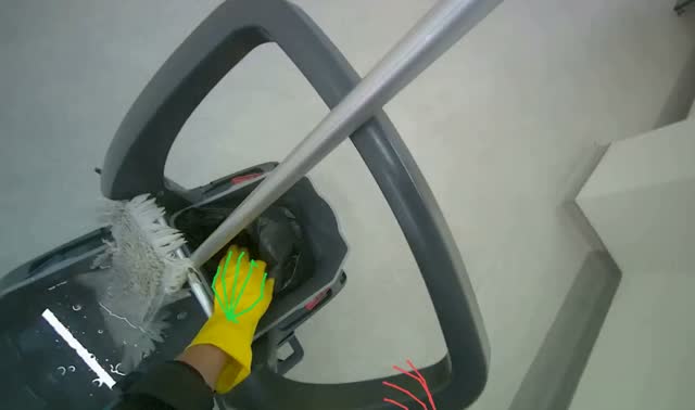 Collecting trash and placing in cart: egocentric robotics sample
