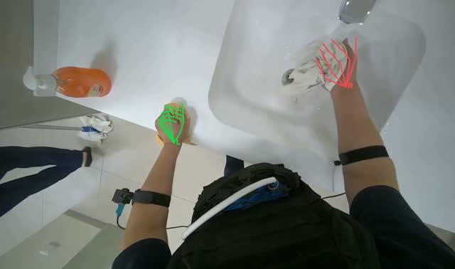 Cleaning bathroom sink area: egocentric robotics sample