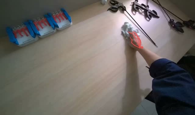 Wiping wooden desk and organizing items: egocentric robotics sample