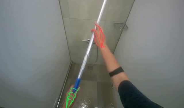 Cleaning shower stall with mop: egocentric robotics sample