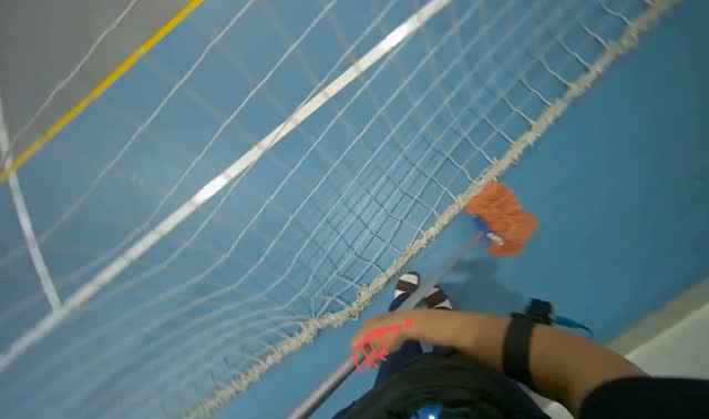 Cleaning gymnasium wall and floor edge: egocentric robotics sample