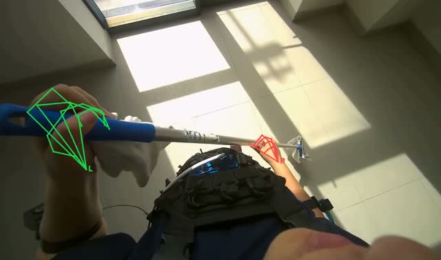 Cleaning glass windows with long-handled tool: egocentric robotics sample