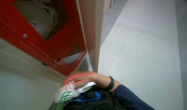 Cleaning fire hose reel cabinet: egocentric robotics sample