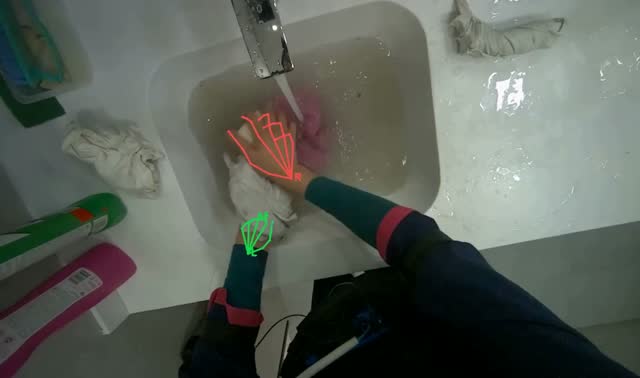 Washing cloths in sink: egocentric robotics sample