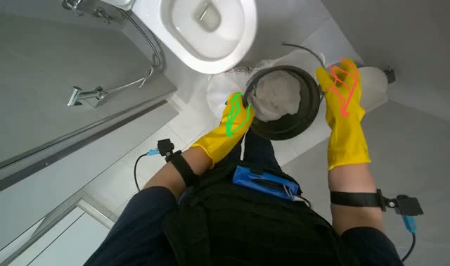 Changing trash bags in bins: egocentric robotics sample