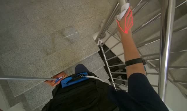 Wiping metal handrails: egocentric robotics sample