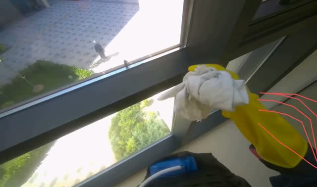 Cleaning window frames: egocentric robotics sample