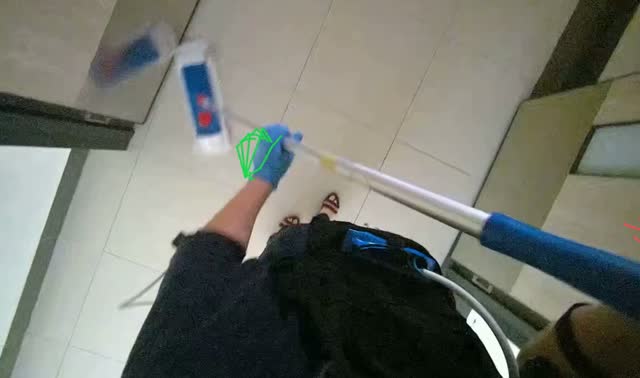 Mopping hallway floor: egocentric robotics sample