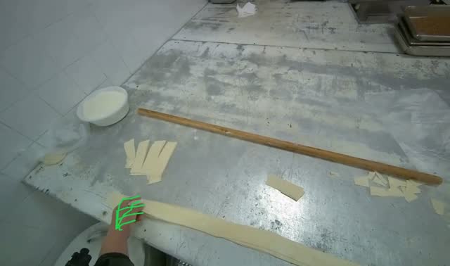 Preparing dough pieces for baking: egocentric robotics sample