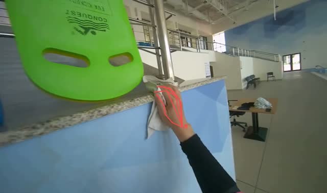 Wiping pool ledge: egocentric robotics sample
