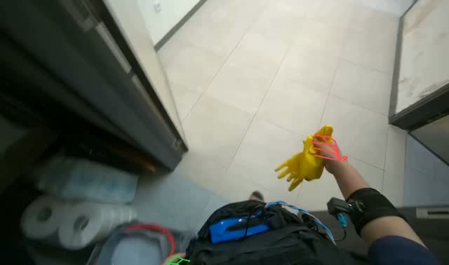 Preparing cleaning equipment: egocentric robotics sample