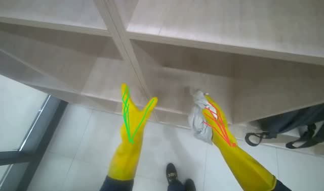 Wiping shelves of cabinet: egocentric robotics sample