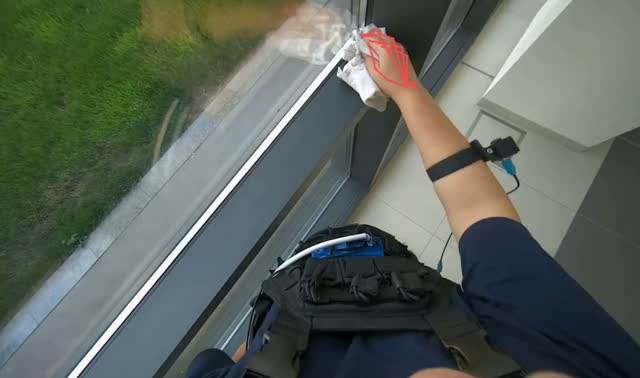 Cleaning glass window: egocentric robotics sample