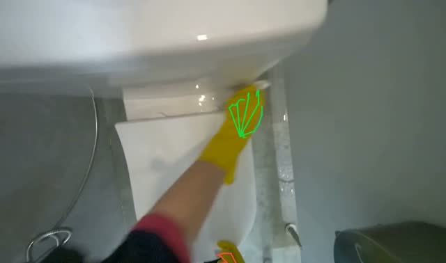 Cleaning toilet bowl and seat: egocentric robotics sample
