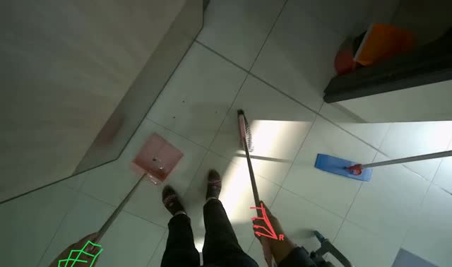 Sweeping and cleaning broom: egocentric robotics sample