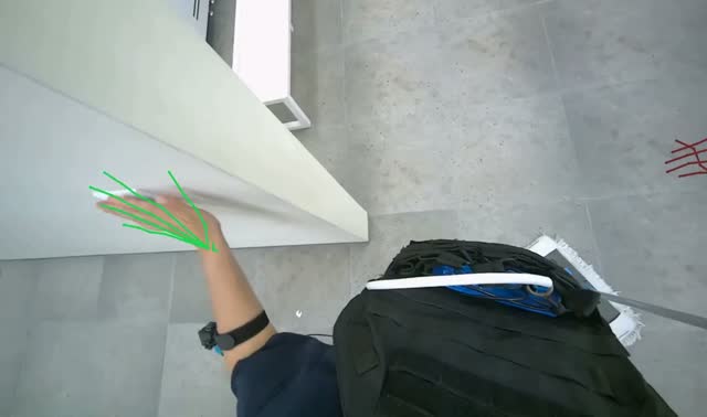 Mopping bathroom floor: egocentric robotics sample
