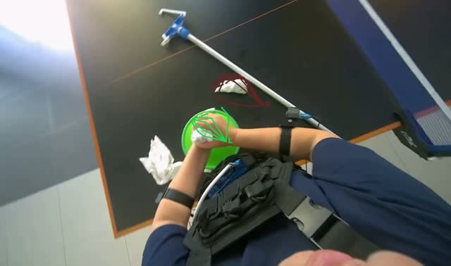 Preparing cleaning mop and bucket: egocentric robotics sample