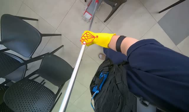 Mopping cafeteria floor: egocentric robotics sample