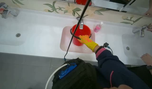 Preparing cleaning solution: egocentric robotics sample
