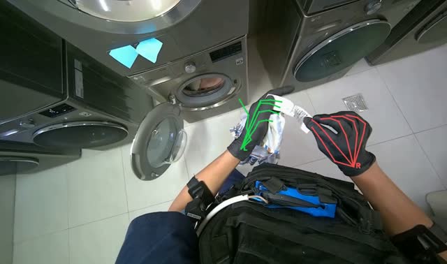 Loading and preparing clothes for washing: egocentric robotics sample