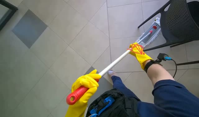 Mopping cafeteria floor: egocentric robotics sample