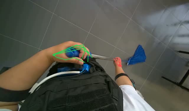 Mopping floor with blue mop: egocentric robotics sample