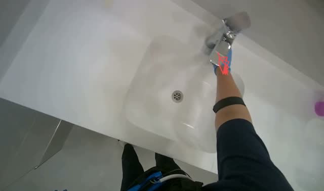 Cleaning bathroom sinks and countertops: egocentric robotics sample