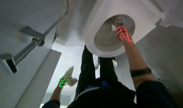 Cleaning bathroom surfaces and floor: egocentric robotics sample