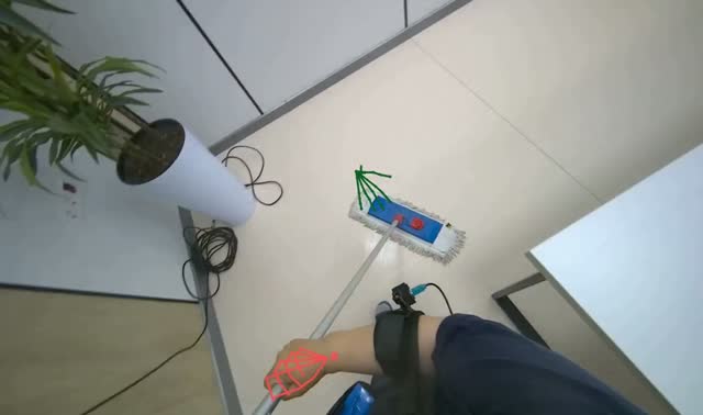 Mopping room floor: egocentric robotics sample