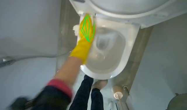 Wiping toilet exterior and seat: egocentric robotics sample